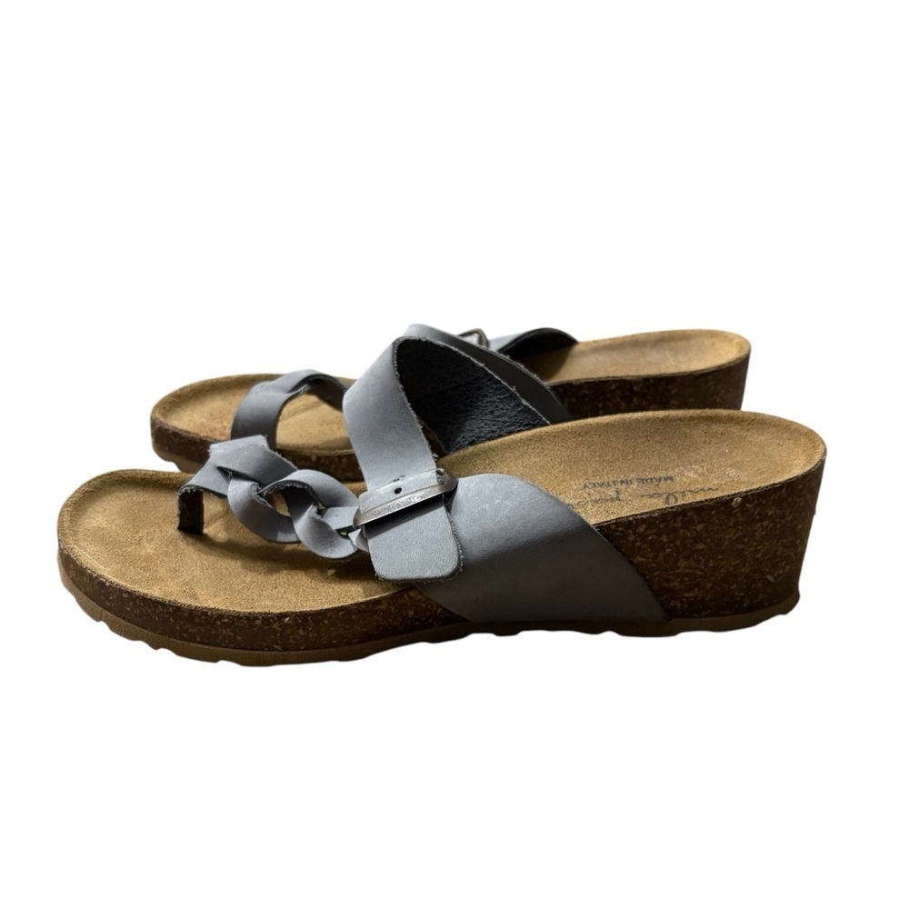 MILA PAOLI Gray Leather Sandals with Buckle Size 6.5 NWT — SUMMER CLOSET STAPLE! - Picture 5 of 6